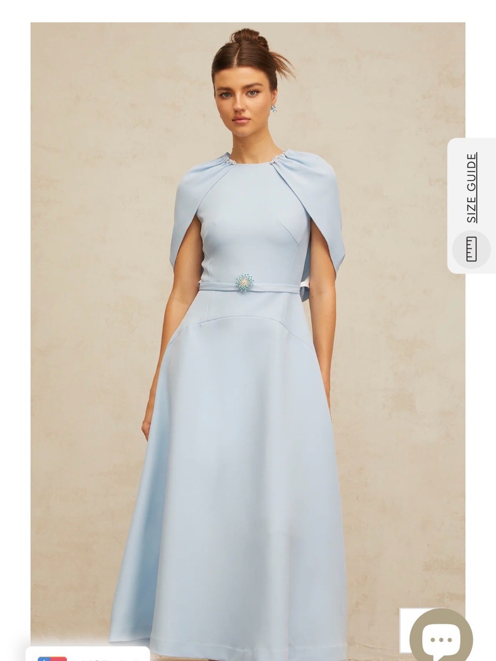 Light blue shawl panel embellished midi dress